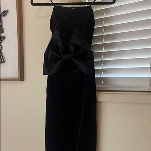Express Strapless Black Dress with Bow Detail